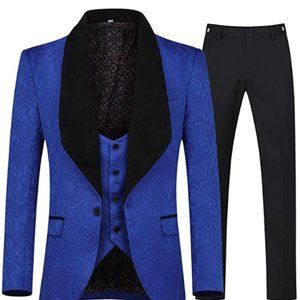 Men's 3 Piece Suit Slim Fit Jacquard Tuxedo